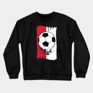 Vintage Polish Flag with Football // Poland Soccer Grunge Polska Flag Crewneck Sweatshirt